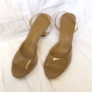 Mango nude/clear slingback mid heel sandal size 39